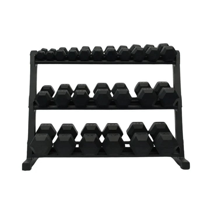 Gronk Fitness 5-50 lb Rubber Hex Dumbbell Set with 3-Tier Rack Gronk Fitness Dumbbells Gronk_Fitness_DB_Rack-_8_12lb_Kit_1080x_720x_937bab08-c35b-4bdb-8130-094249ee7f53