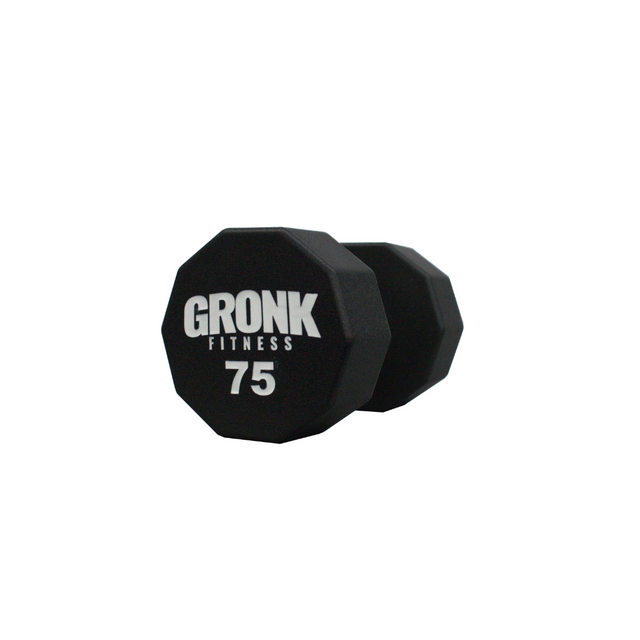 Dumbbell, 10 sided Urethane, Gronk, 75lb - Final Stock Gronk Fitness Products Dumbbells 10_Sided_GFP_DB-75_LB