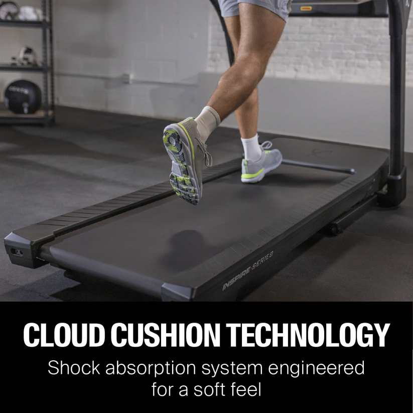 Inspire Series T5 Treadmill with 15 inch LED Display Inspire Treadmills under 350lbs Centr-T5-CloudCushion-1200x1200