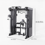 Inspire Series FT2 PRO Smith Functional Trainer Inspire Home Gym, labor intensive installation FT2-PRO_DIMENSIONS_1200x1200_1_1_itytwp